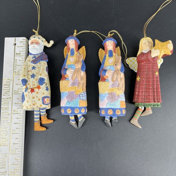 Christmas Angel Bell Ornaments Lang & Wise 1998 Ellen Stouffer Set of 4 First ED - Picture 3 of 16